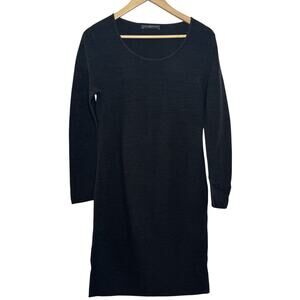 Peruvian Connection 100% Pima Cotton Gray Long Sleeve Knit Dress Medium